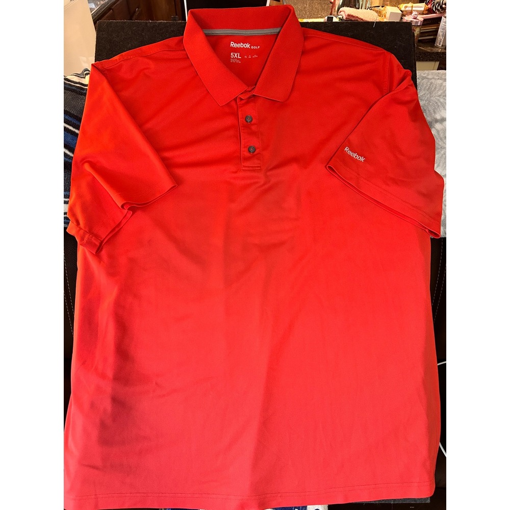 Reebok Golf Mens 5XL Red Short Sleeve Performance Pique Polo Shirt